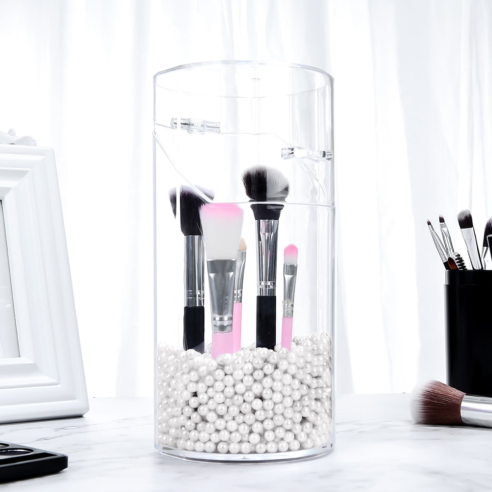 Akryl klar makeup børste opbevaringsboks med låg plast makeup organizer kosmetisk værktøj holder perle og æske
