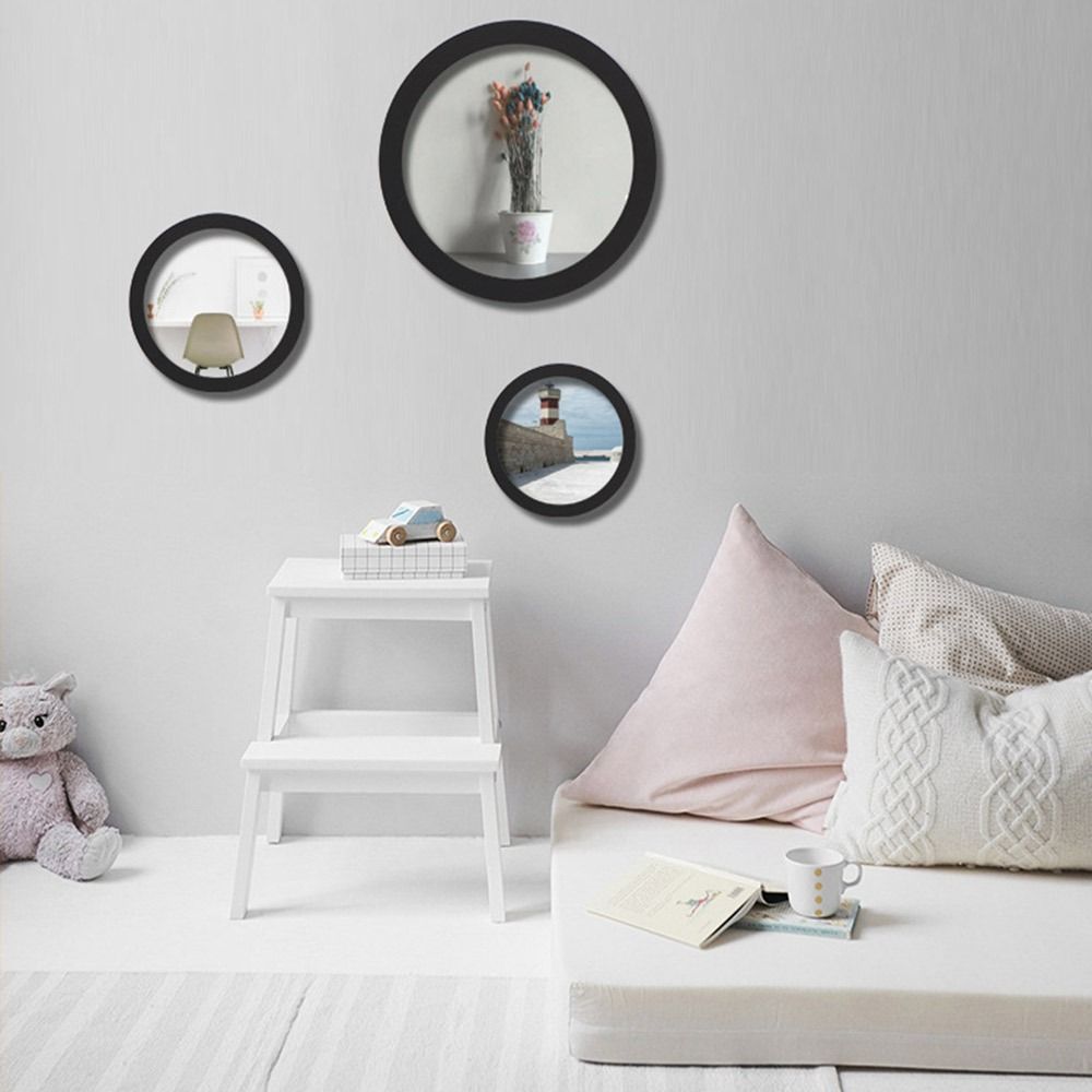 Home Decoration Wooden Round Picture Frames Wall Mounted DIY Wall Hanging Picture Holder Circle Round Photo Frame