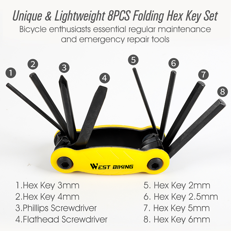 WEST BIKING-Kit de herramientas de Reparación de bicicletas multifuncional, llave hexagonal para radios, destornillador 10 en 1, herramientas para bicicleta de montaña y carretera, accesorios