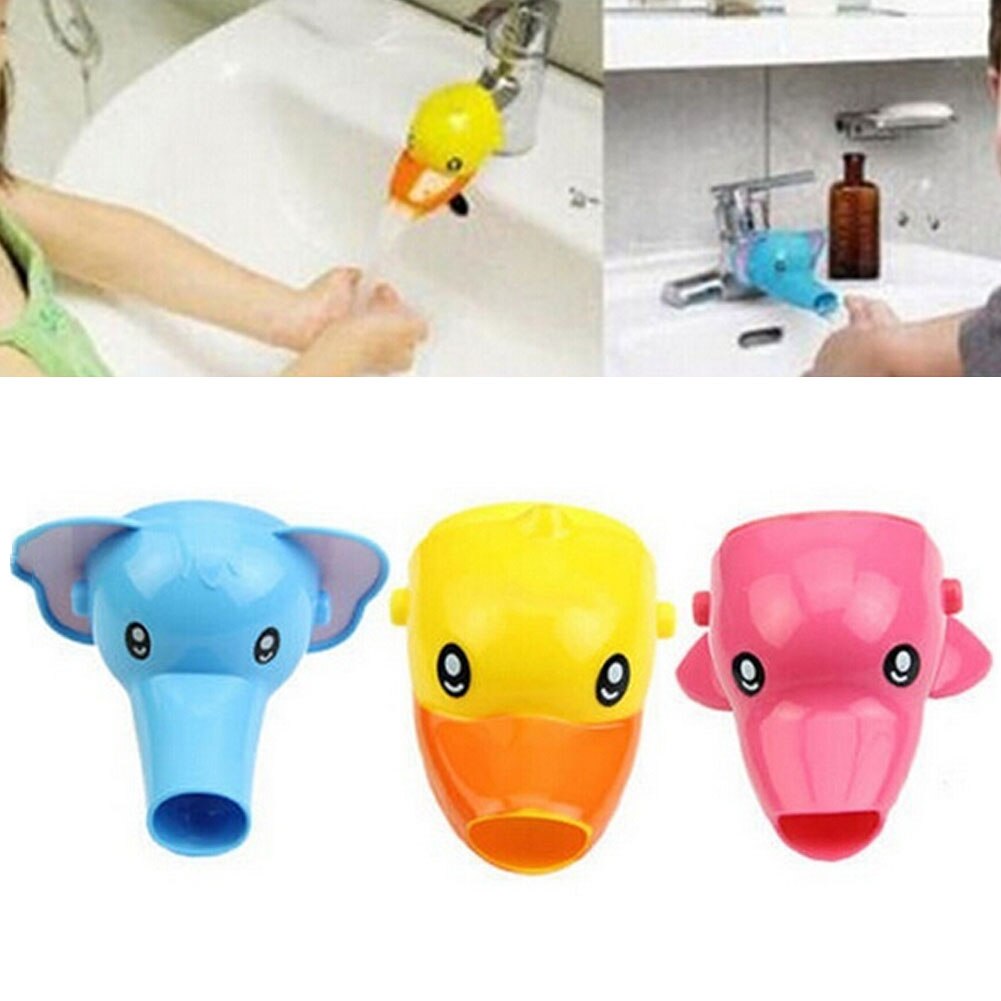 1 piezas de 3 colores de dibujos animados de los niños de ranura de guía bebé mano Dispositivo de lavado grifo de lavado