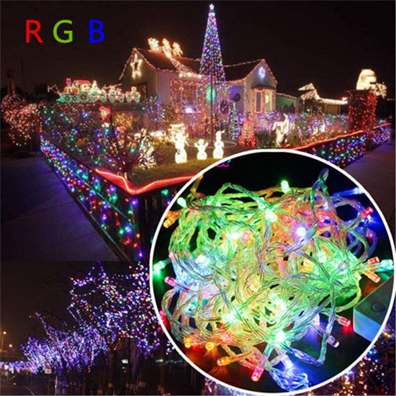 20M Waterproof 110V/220V 200 LED String lights for Christmas Festival Party Fairy Colorful Xmas Decor LED String Lights: RGB / US Plug 110V