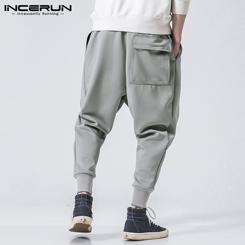 Men Sweatpants Joggers Zippers Bodybuilding Patchwork Casual Trousers Elastic Waist Streetwear Track Pants INCERUN S-5XL