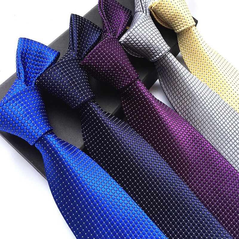 Mens Ties Silk Luxury Neck Tie 8cm Cravate Geometric PLAIDS&amp;CHECKS Tie Business Wedding Party Neck Tie for Men