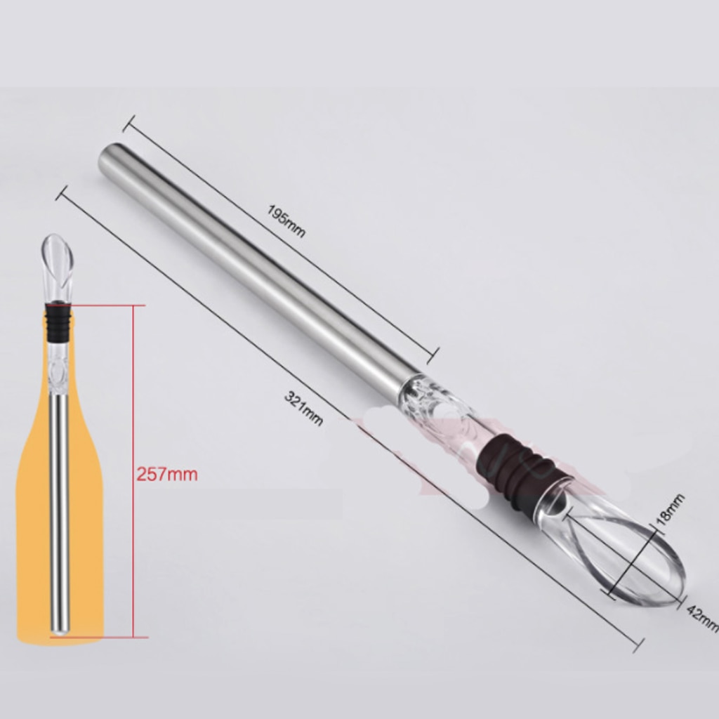 Stainless Steel Ice Wine Chiller Stick With Wine Pourer Wine Cooling Stick Cooler Beer Beverage Frozen Stick Ice Cool Bar Tool
