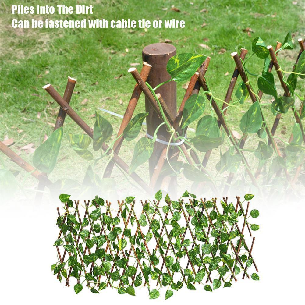 Retractable Artificial Garden Plant Fence Home Garden Wooden Fence Frame Decoration Courtyard Telescopic Plant Climbing C7T0