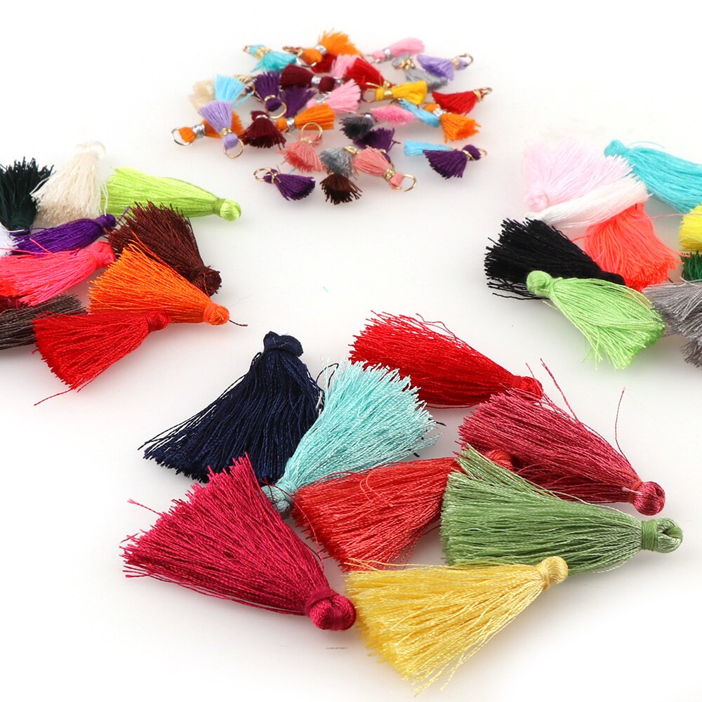 30Pcs 14Mm 27Mm 32Mm 44Mm Kwasten Katoen Charms Imitatie Zijde Satijn Kwasten Hanger Voor Maken armband Oorbel Sieraden
