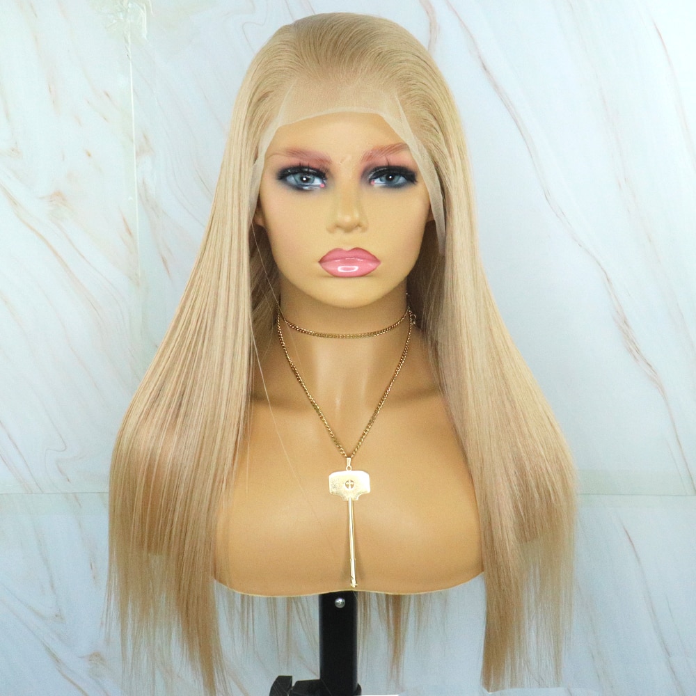 Beautiful Diary-Peluca de cabello sintético para mujeres negras, pelo largo y liso con parte en T, color rubio miel, peluca Frontal de encaje