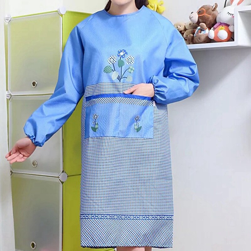 Keuken Schorten Huishoudelijk Schoonmaken Beschermende Schort Cartoon Beer Schort Vrouwen Restaurant Koken Bakken Overalls Schoon Schorten: Blue flower