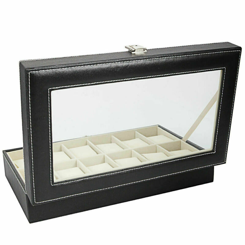 3/6/12 Faux Leather Watch Case Display Box Storage... Grandado