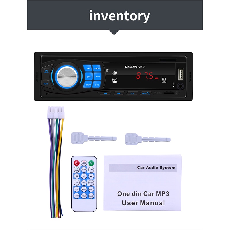 1 DIN Car Stereo MP3 Player Single Car Stereo MP3 Player In Dash Head Unit Bluetooth USB AUX FM Radio Receiver for Toyota ford