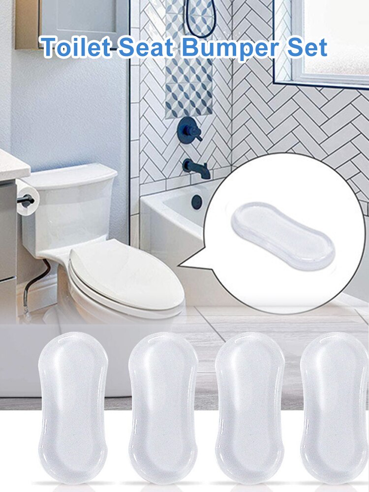 Parachoques de silicona para asiento de inodoro, accesorio transparente de bidé, amortiguador a prueba de golpes y absorción de ruido, cojín de ventosa para inodoro de 4 piezas
