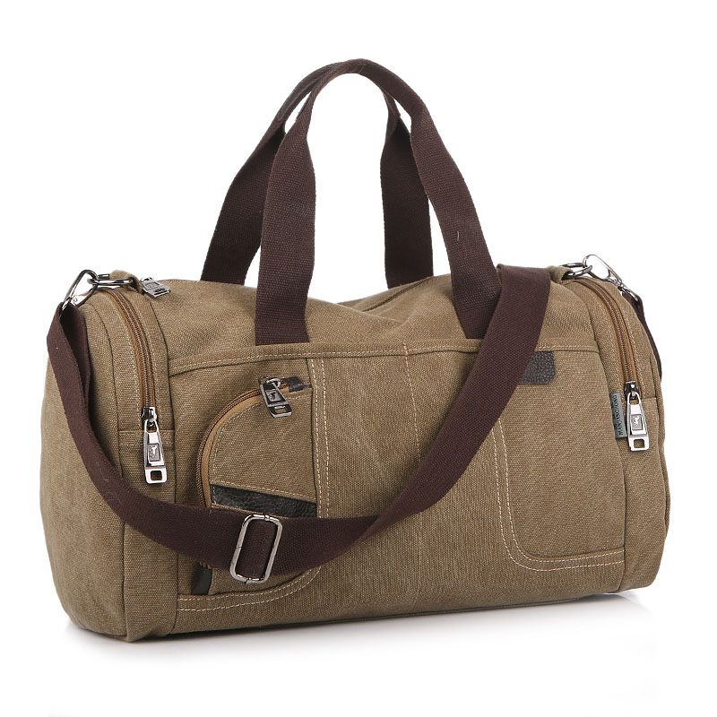 Koreaanse Versie van de Eenvoudige mannen Handtas Toevallige Wilde Grote Capaciteit Canvas Tas Mode Persoonlijkheid Schouder Messenger Bag: Khaki