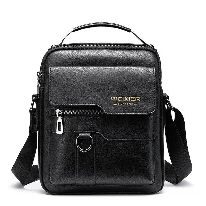 Mannen Handtassen Vintage Schoudertassen Pu Lederen Crossbody Messenger Bag Casual Business Handtassen: black