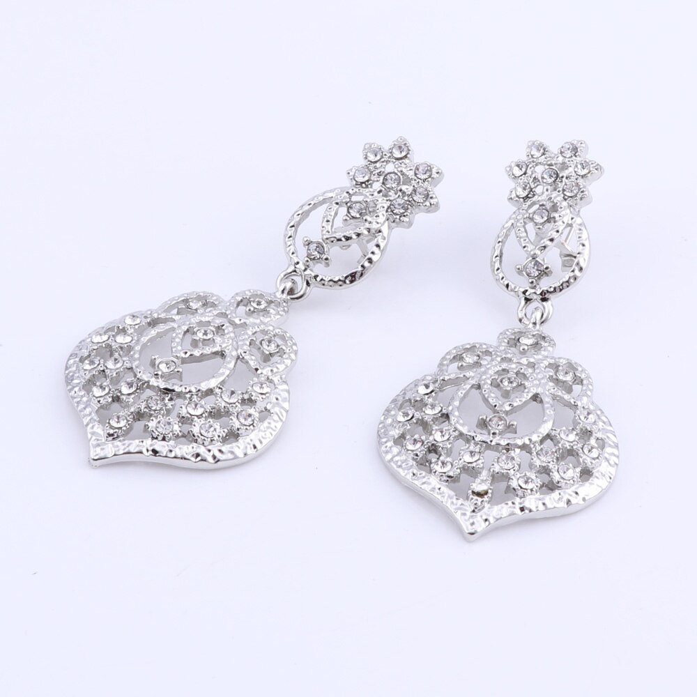 Cynthia Mode Afrikaanse Sieraden Set Dubai Verzilverd Bridal Ketting Oorbellen Set Crystal Indian Wedding Sieraden