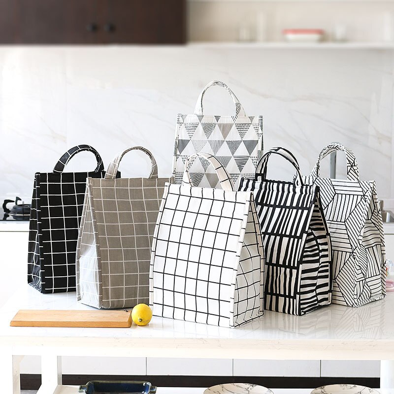 Lunch Bag For Food Unisex Outdoor Simple Style Large Capacity Waterproof Lunch Bag Torba Na Lunch Gray