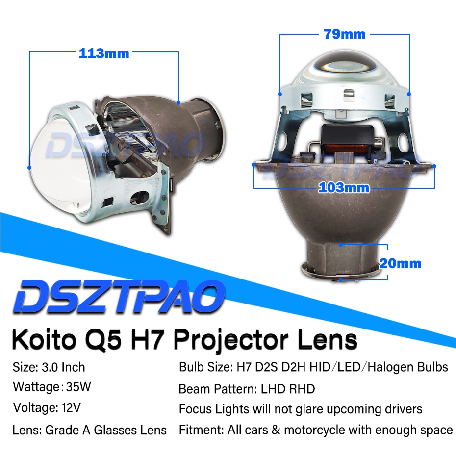 Ajovalojen linssit koito  q5 h7 d2s d2h hid bi-xenon projektori 3.0 halogeeni xenon led linssi auton valot tarvikkeet jälkiasennus tyyli