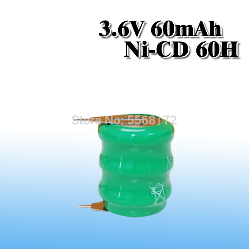 3.6V 60mAh Ni-CD Rechargeable Button Cell Battery NiCD Batteries With Soldering Pins For Wireless Earphones