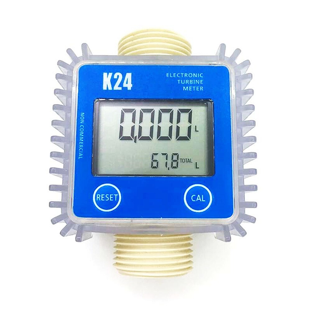K24 Turbine Digital Diesel Fuel Flow Meter Gauge Voor Chemicaliën Vloeibare Water Ultrasone Oil Flow Meter: Blue