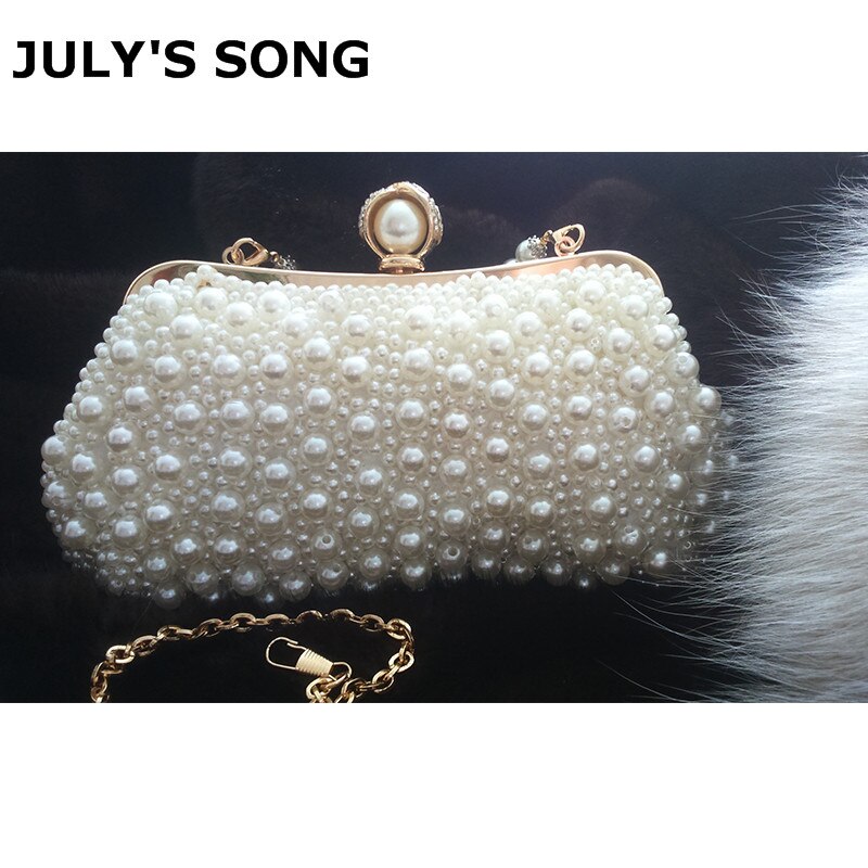 July&#39;s Lied Vrouwen Kraal Bag Pearl White Shell Messenger Bags Luxe Kraal Handtas Avond Clutch Bag Voor Bruid/Bruidsmeisje