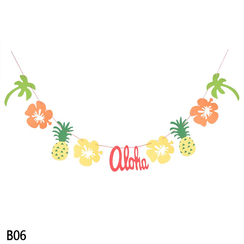 Sommer hawaiian aktuel flamingo ananas blade krans hængende bunting banner bryllupsfest baby shower foto prop dekoration: B06