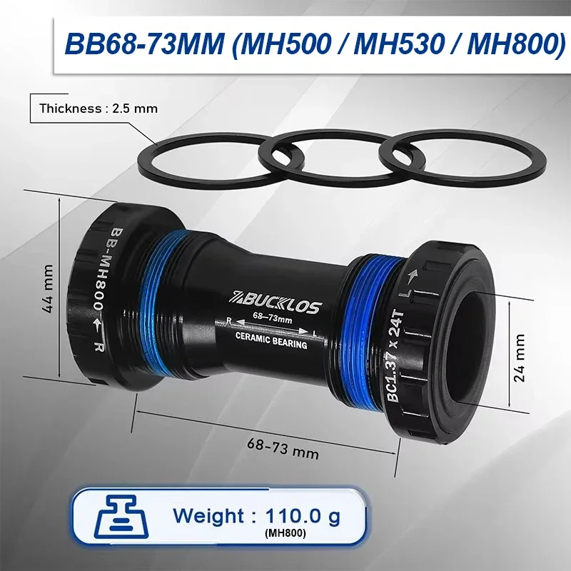 BUCKLOS Bike Bottom Bracket BB68/73 BB86/92 24mm Steel/Ceramic Bearing Mountain Road Bike Threaded Pressfit BB MTB Cycling Parts