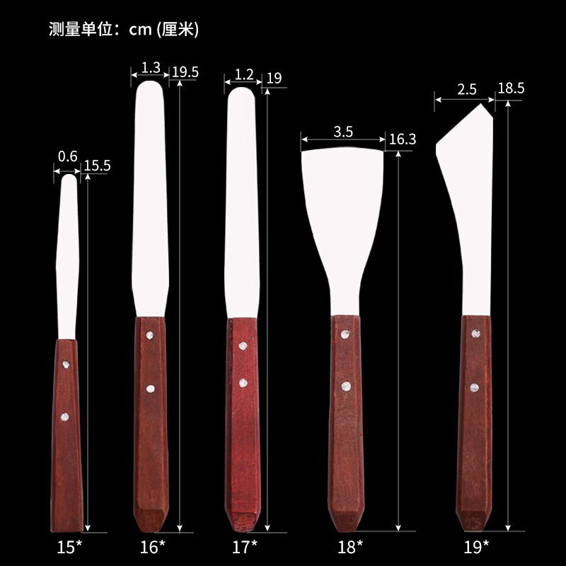 Oliemaleri pigment kniv kunst farve skraber akryl maling værktøjer palet kniv træskaft japansk skraber