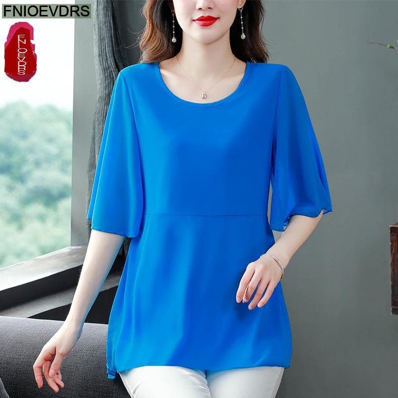M -4xl lösa kläder kvinnor sommar kortärmade volangskjortor casual chiffong blommig tunika peplum toppar och blusar