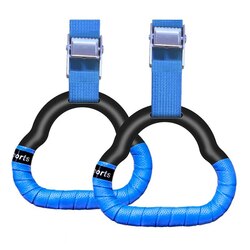 Gymnastic Rings Set Childrens Home Fitness Training Equipment with Adjustable Buckle Heightening Pull Ring for Physical Training: A blue / Total length 1M