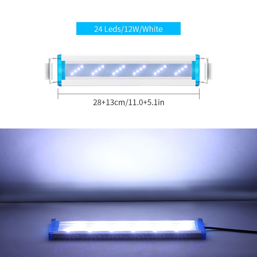 18-61CM Extensible Super Thin Fish Tank Planted Aquarium Lamp 90-260V Aquatic Plant Landscape Grow Lighting Bright LED Lamp Clip: SZD-B30WW 28cm-EU