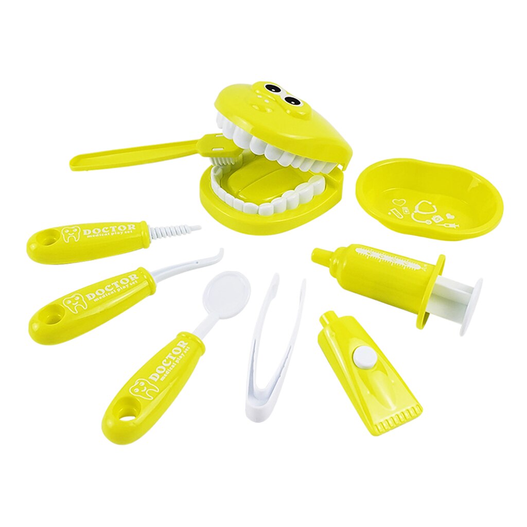 9 Pièces/ensemble Filles Jeu de Rôle Jeu de Médecin Dentiste Simulation Dentiste Dents Semblant Jouer Jouet Pour Enfant En Bas Âge Bébé Enfants: Yellow