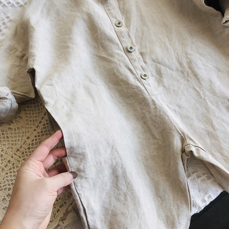 Vår unisex barnedresser bomull lin løse bukser koreansk stil baby gutter jenter jumpsuits barneklær