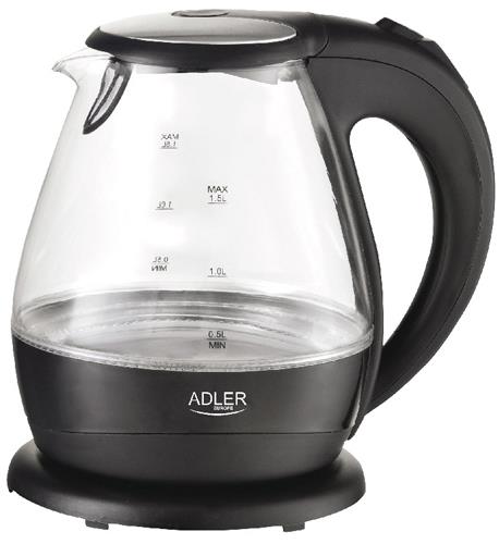 Adler AD-1224 AD 1224-kettle, 1,5 litres, black, 2000 W, 1.5 litres, 0 decibels, Crystal