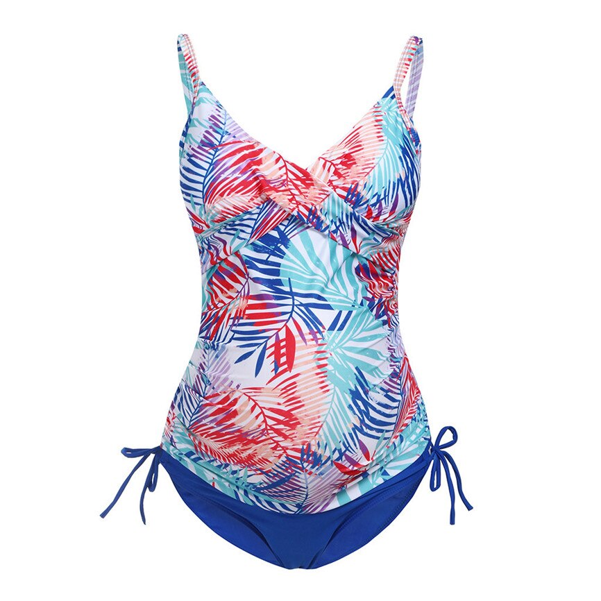 Bathing Suit Women One Piece Maternity Tube Top Print Bikini V-Neck Sleeveless Sexy Swimwear Summer Sling Swimsuit Beachwear