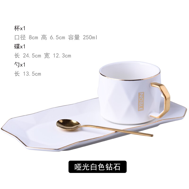 Juego de tazas de té de estilo nórdico, utensilio moderno de porcelana, juegos de vajilla de taza de café de cerámica europea, borde dorado, Xicara Drinkware EB50BD: white 2