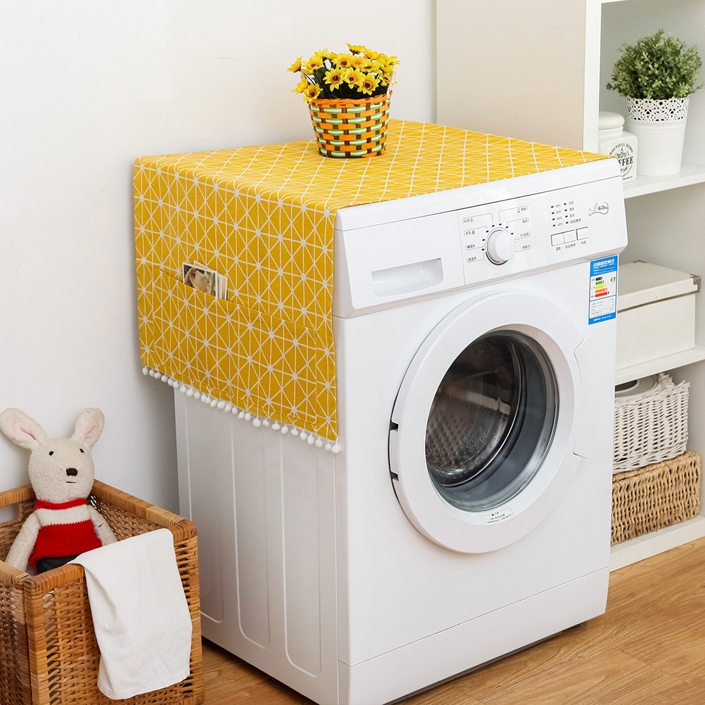 Kuffert vaskemaskine dæksel vaskemaskine støvtæt dæksel med lomme hjem støvtæt klud til køleskab mikroovn køkken: Default Title