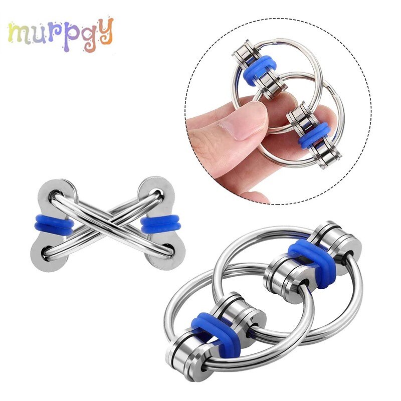 Adhd Spinner Sleutelhanger Puzzel Zintuiglijke Metalen Relief Keten Fidget Speelgoed Voor Autisme Antistress Speelgoed Spel Set Anti Stress