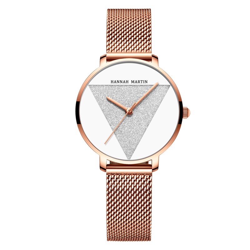 Reloj HM-1332 de acero inoxidable con correa de malla para mujer, cronógrafo de estilo japonés, resistente al agua