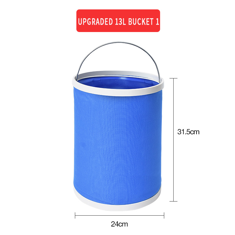 Outdoor Tourism Car Wash Bucket Folding Portable Fishing Water Household Camping Kitchen Collapsible Cleaning Handle Basin Tools: 13L