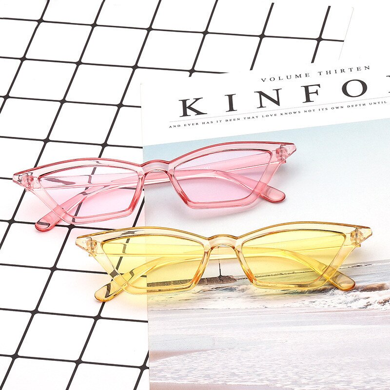 Gafas de sol con montura pequeña para hombre y mujer, lentes de sol con montura pequeña, estilo ojo de gato, Océano transparente, a la , accesorios para coche, gama alta