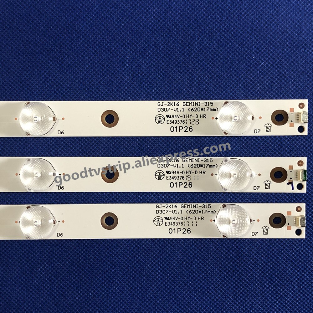 Bandes LED 7LED, 3 pièces, GJ-2K15-D2P5-315-D307-V1, NS-32DR420NA16, LC-32LB370U, LC-32LB480U, KDL-32R300B