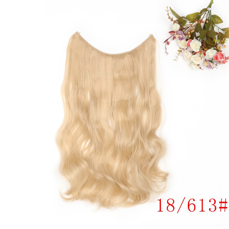 MERISI HAIR 24" Invisible Wire No Clips In Hair Extensions Secret Fish Line Hairpieces Synthetic Wavy Hair Extensions: J18613