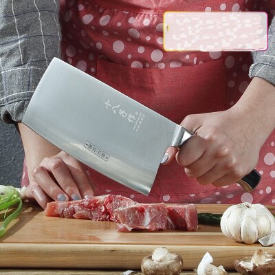 Skarp køkkenkniv i rustfrit stål kok kødhakker kniv træskaft hugge ben kniv køkken køkkenredskaber 2 stil: Skære kniven