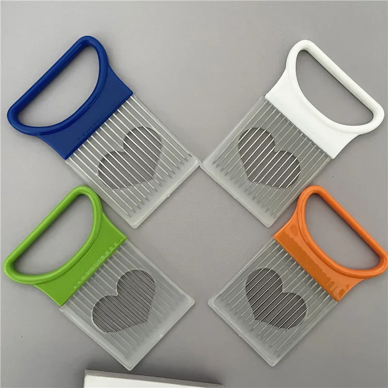 Support de coupe d'oignon en acier inoxydable, trancheur alimentaire, Assistant de tomate, support de trancheur d'oignon, fourchette de coupe de légumes, Gadgets de cuisine