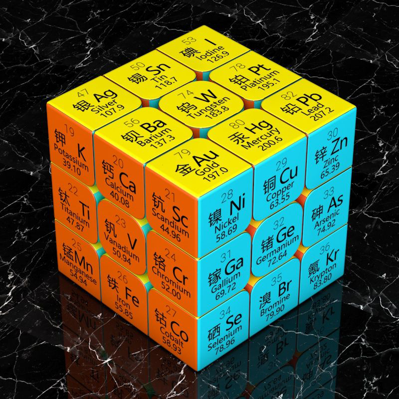 Cube magique 3x3x3, tableau périodique chimique, physique, Puzzle 3x3, pour étudiants, formule mathématique, jouet d'apprentissage éducatif pour enfants: Violet