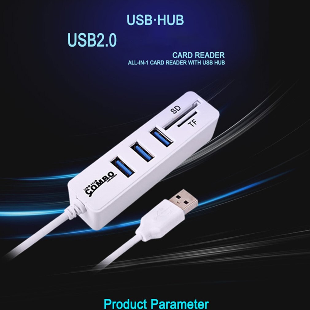 Mini usb hub 2.0 multi usb 2.0 hub usb splitter 3 port hub med tf sd kortlæser 6 port 2.0 hab adapter til pc tilbehør