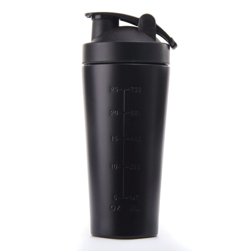 Rvs Eiwit Vibrerende Fles Gym Shaker Sport Milkshake Blender Water Fles Wei-eiwit Fitness Zonder Bpa: Black