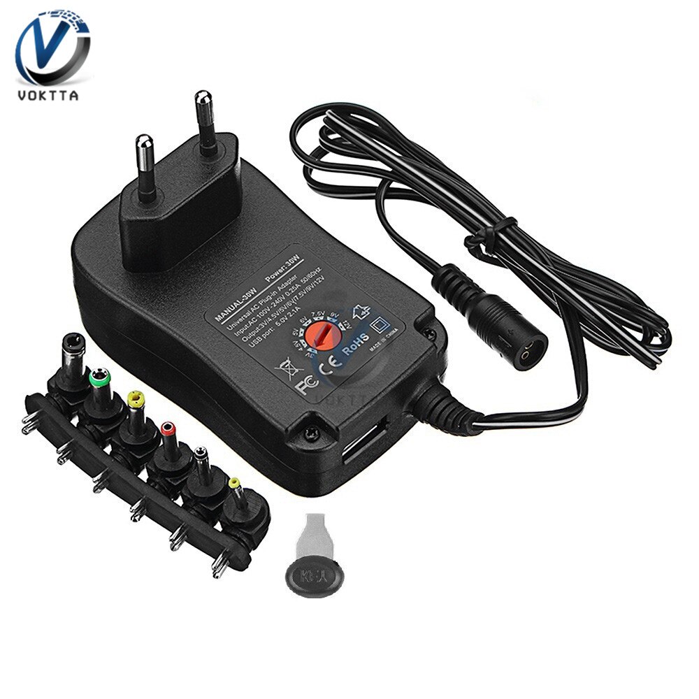 3V-12V 3V 4.5V 5V 6V 7.5V 9V 12V 2A ac/Dc Adapter Verstelbare Voeding Universele Adapter Oplader Met Usb-Interface 6 Adapter: EU