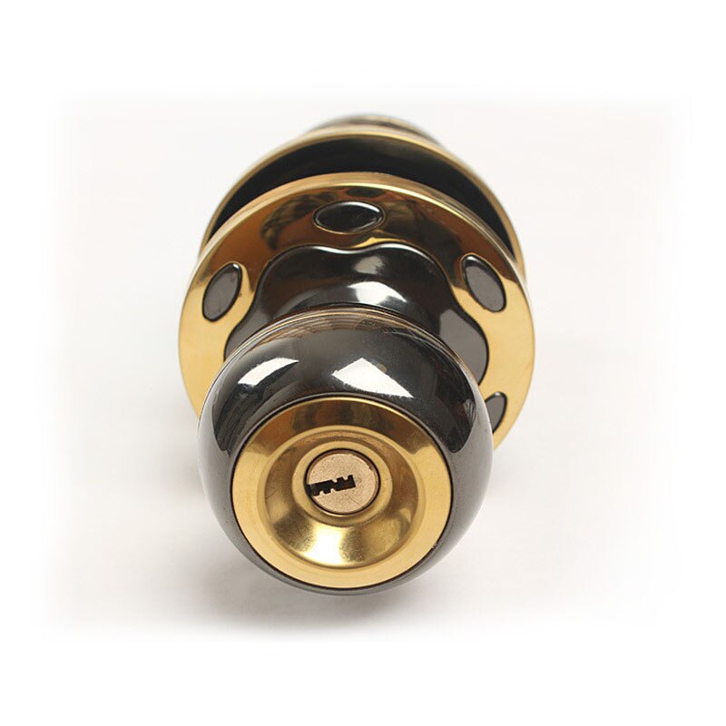 Round Door Handle Door Knobs Lock Stainless Steel Entrance Passage Door Lock with Key for Bedroom Living Room Bathroom: Gold