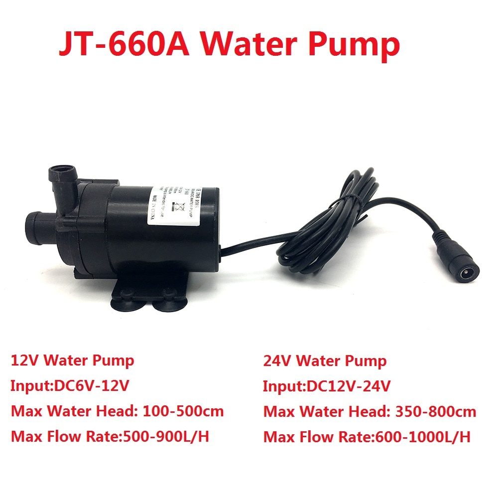 660A DC 12V 24V Submersible Water Pump 1000L/H Max Flow Rate Brushless Water Circulation Pump