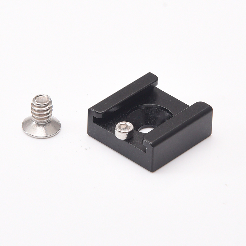 Cold Shoe Mount Adapter for DSLR Camera Rig Attach to Side Cage and L Bracket Plate Handle monitor light MIC with 1/4" Screws: black